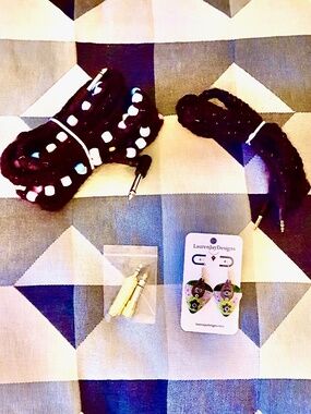 Electric Guitar Cable, Stereo Adapter, Audio Cable & Guitar Pick Earrings